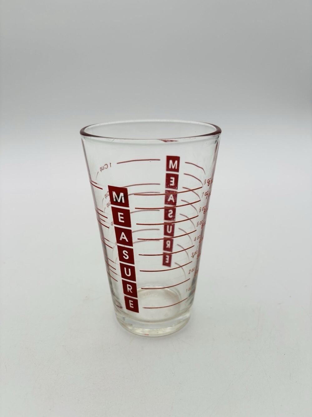Libbey measuring cup glass red lettering 1 cup / 8 oz. Bar / kitchen USA VG Cond